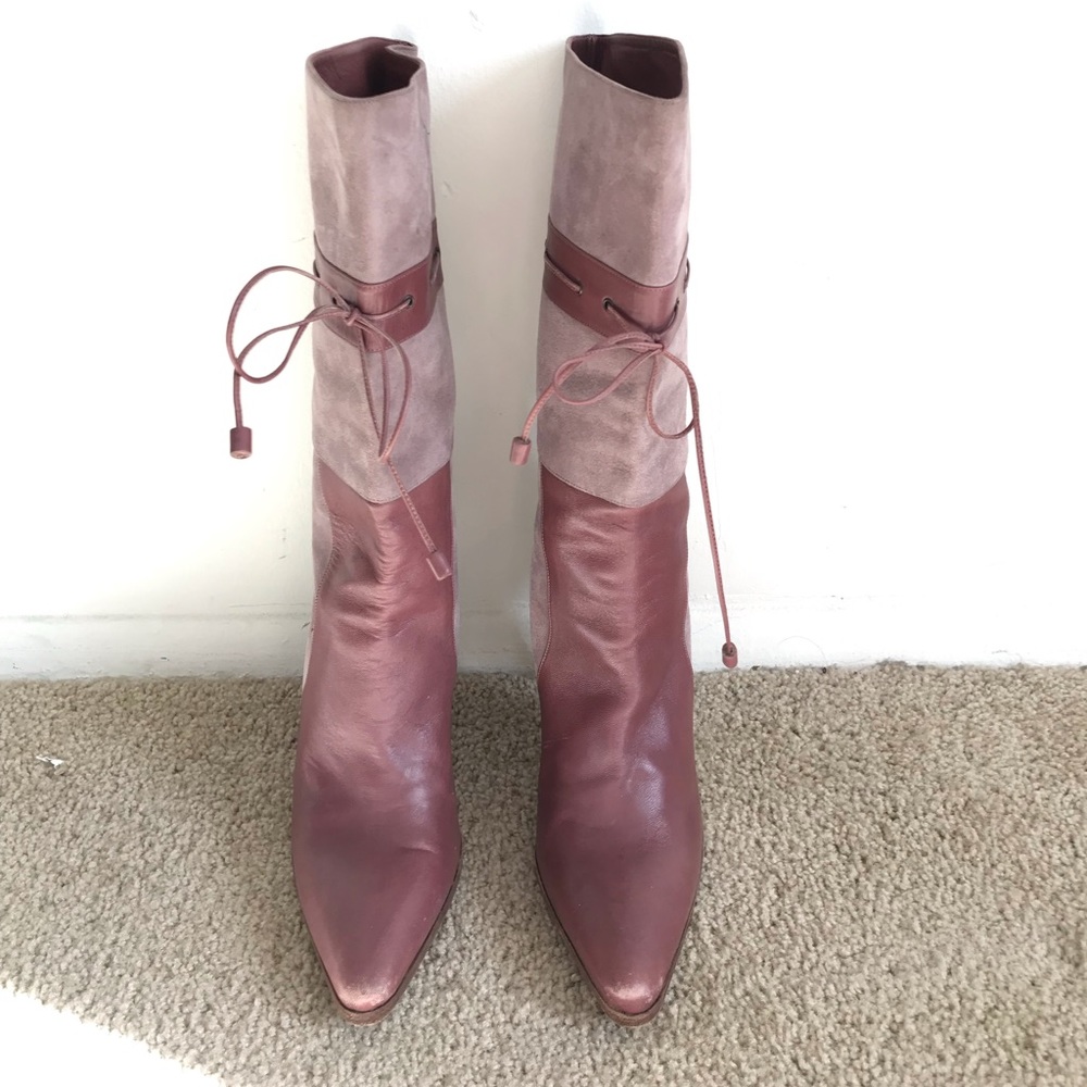 Jimmy Choo purple leather and suede boots 39